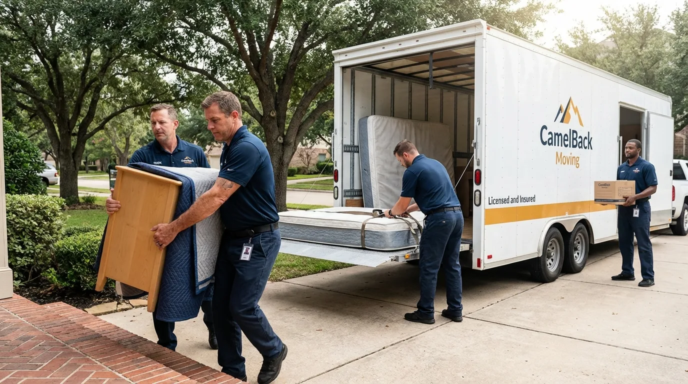Crew loading residential truck for cross-state move from Atoka, TN