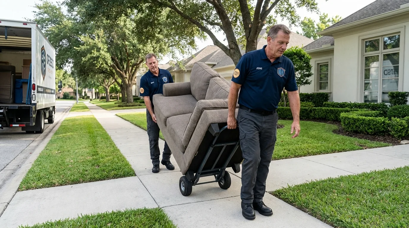 Local residential moving crew loading furniture in Atoka, TN